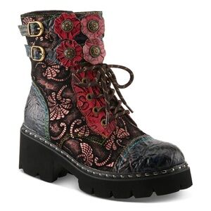 L'ARTISTE BY SPRING STEP LIMITLESS MID CALF LEATHER BOOTS red Multicolor